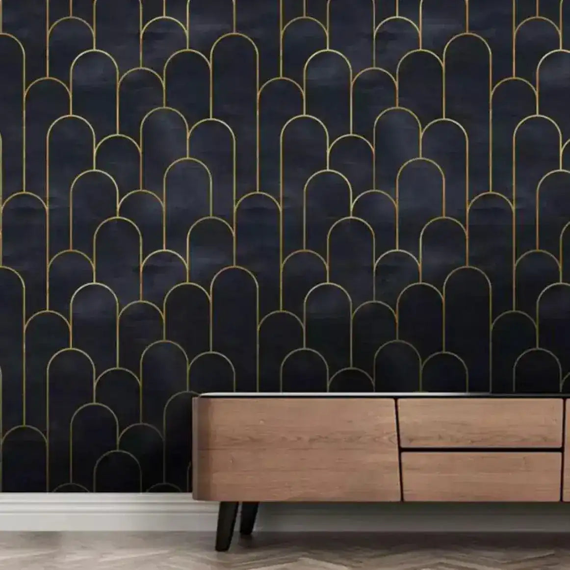 Black and Gold Pillars Wallpaper