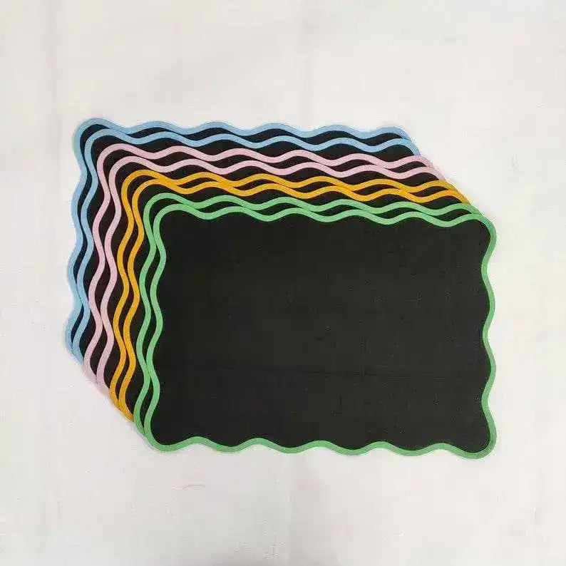 Black Classic Scallop Cotton Placemat Set of 4