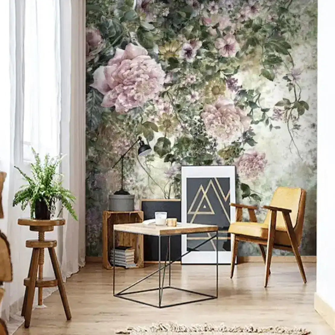 Blooming Floral Garden Vintage Wall Mural
