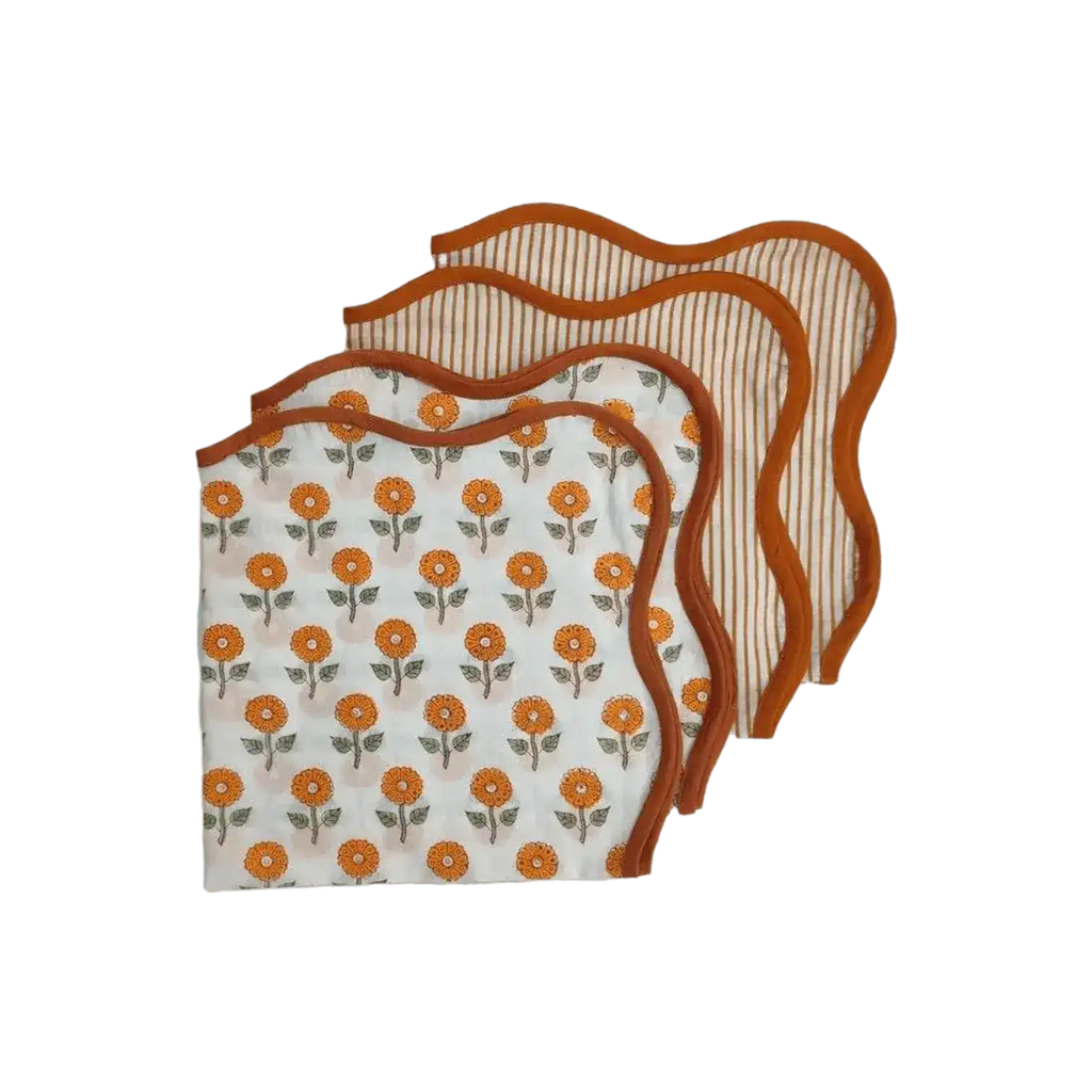 Blossoming Nursery Hand Block Printed Cotton Napkins