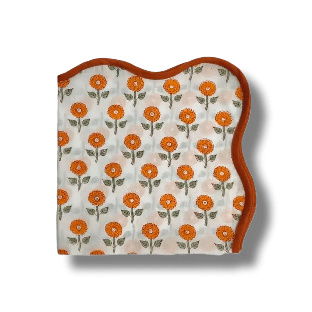 Blossoming Nursery Hand Block Printed Cotton Napkins