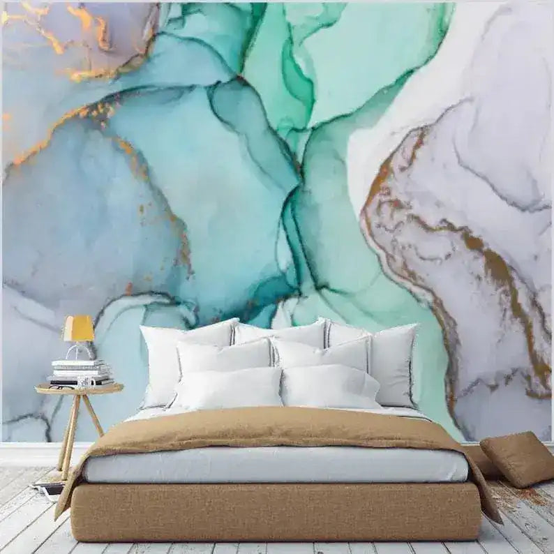 Blue Abstract Watercolor Marble Wallpaper