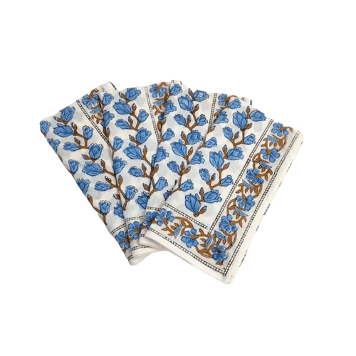 Blue Aiya Hand Block Printed Cotton Napkins