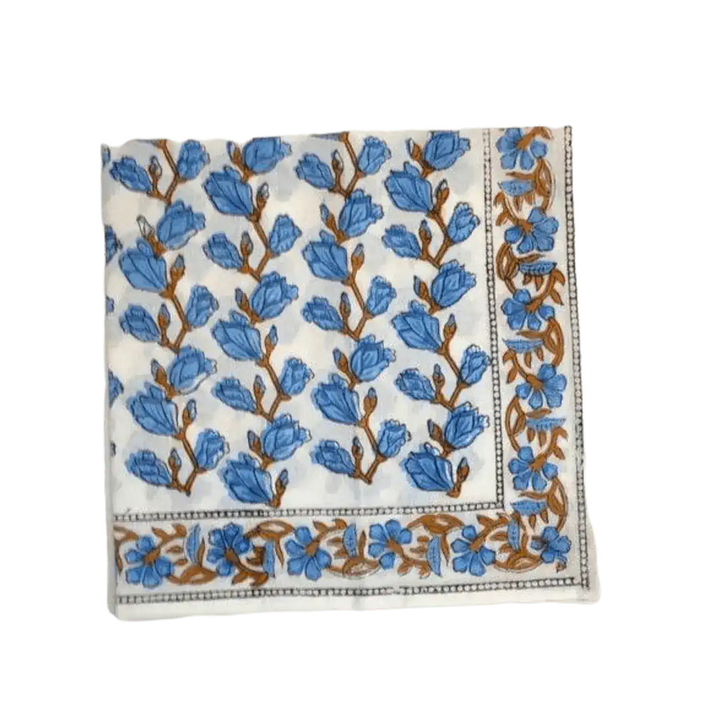 Blue Aiya Hand Block Printed Cotton Napkins
