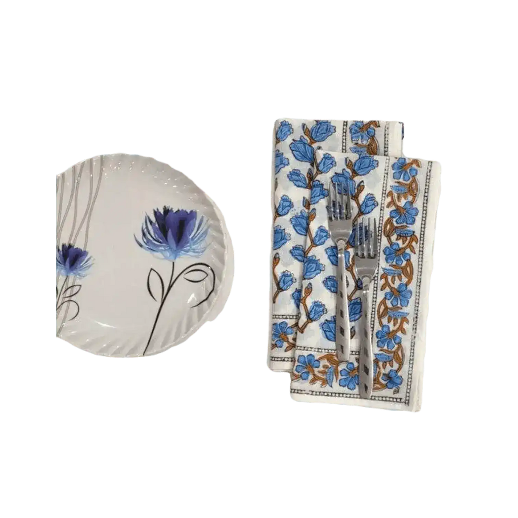 Blue Aiya Hand Block Printed Cotton Napkins