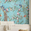 Blue Peacocks Chinoiserie Wallpaper