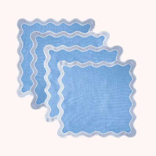 Blue Scallop 100% Linen Placemat Set of 4