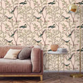 Blush Chinoiserie and Bird Wallpaper