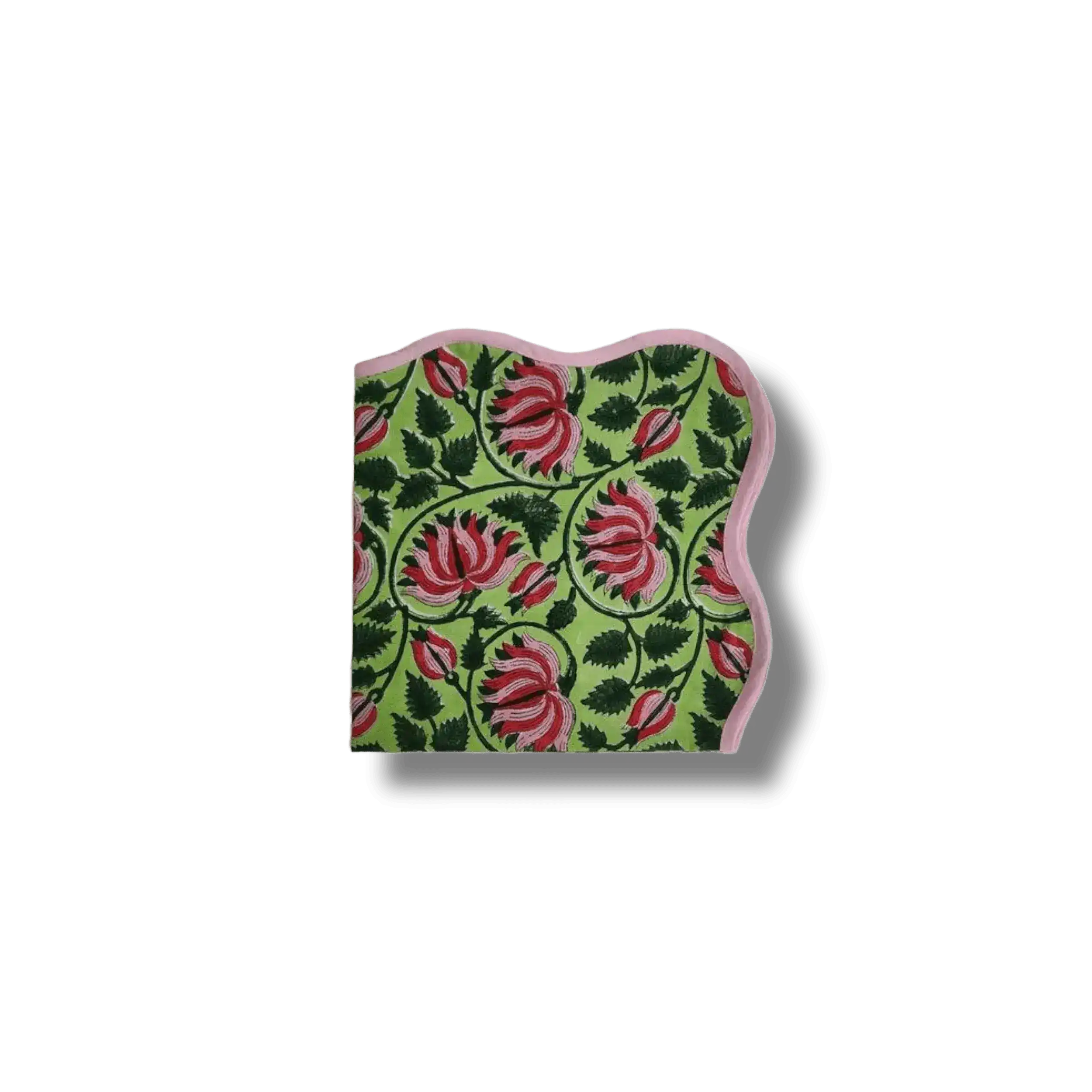Botanical Flower Scalloped Cotton Napkins
