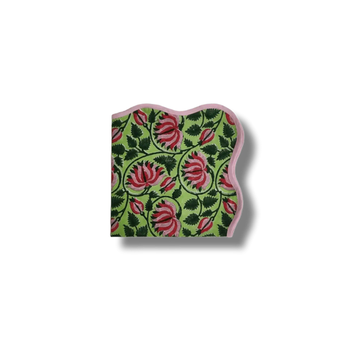Botanical Flower Scalloped Cotton Napkins