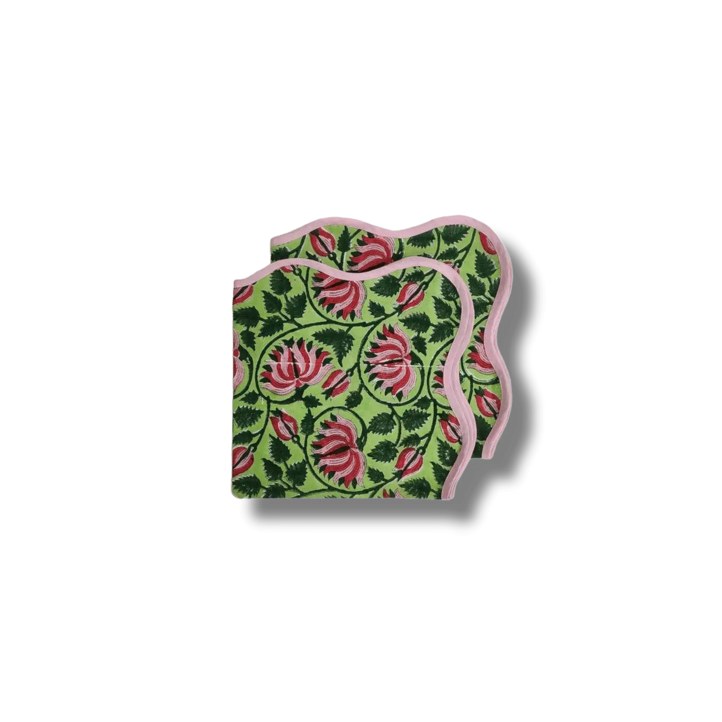 Botanical Flower Scalloped Cotton Napkins