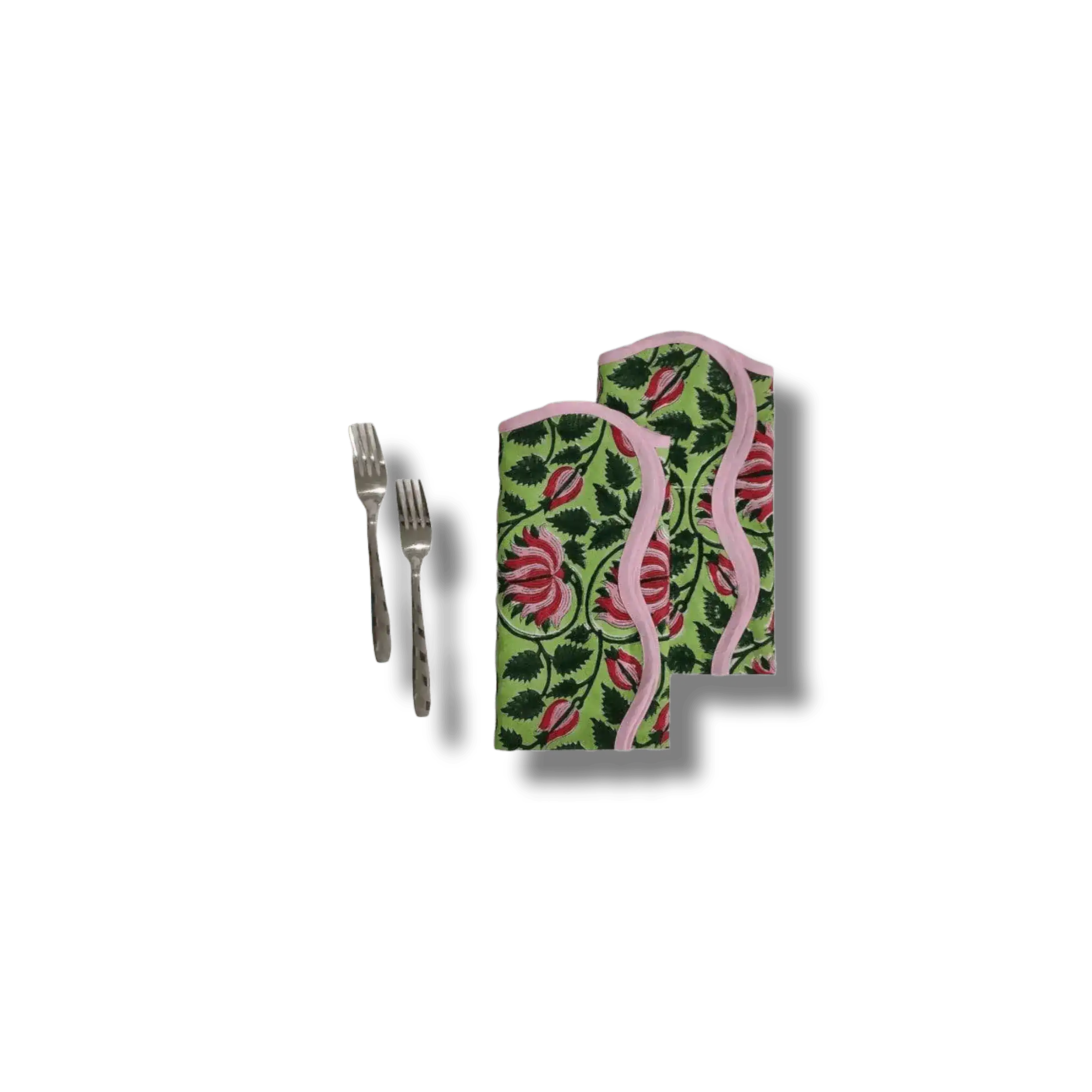 Botanical Flower Scalloped Cotton Napkins
