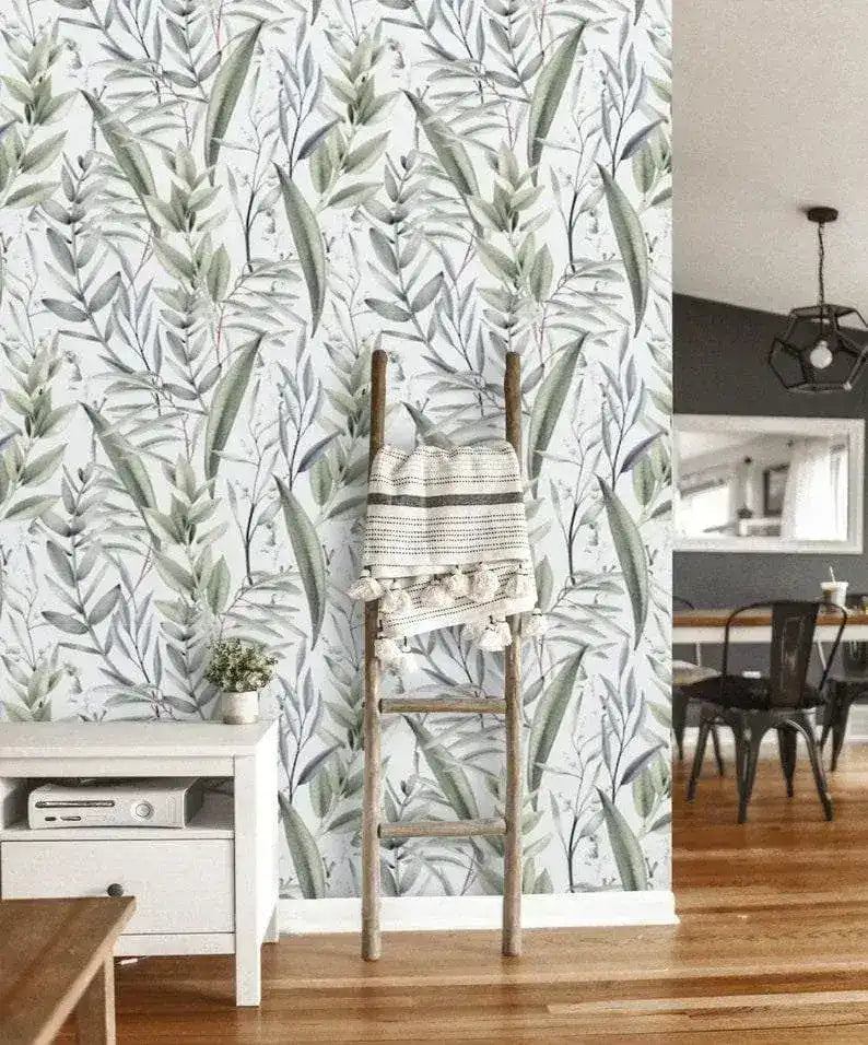 Botanical Olive Leaves Watercolor Wallpaper