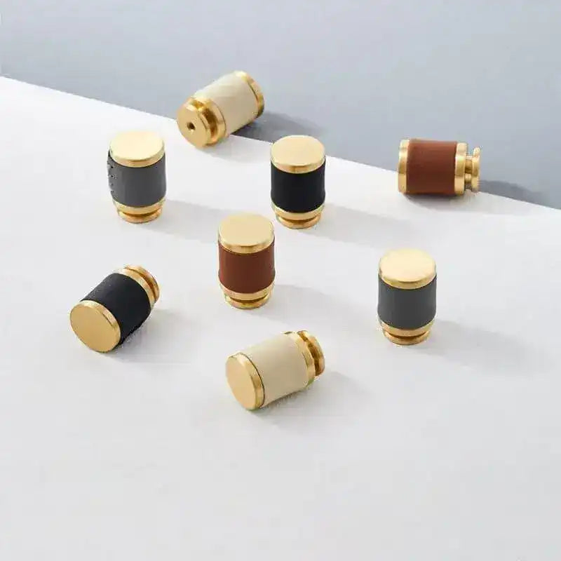 Brass Leather Cabinet Door Knob