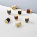 Brass Leather Cabinet Door Knob