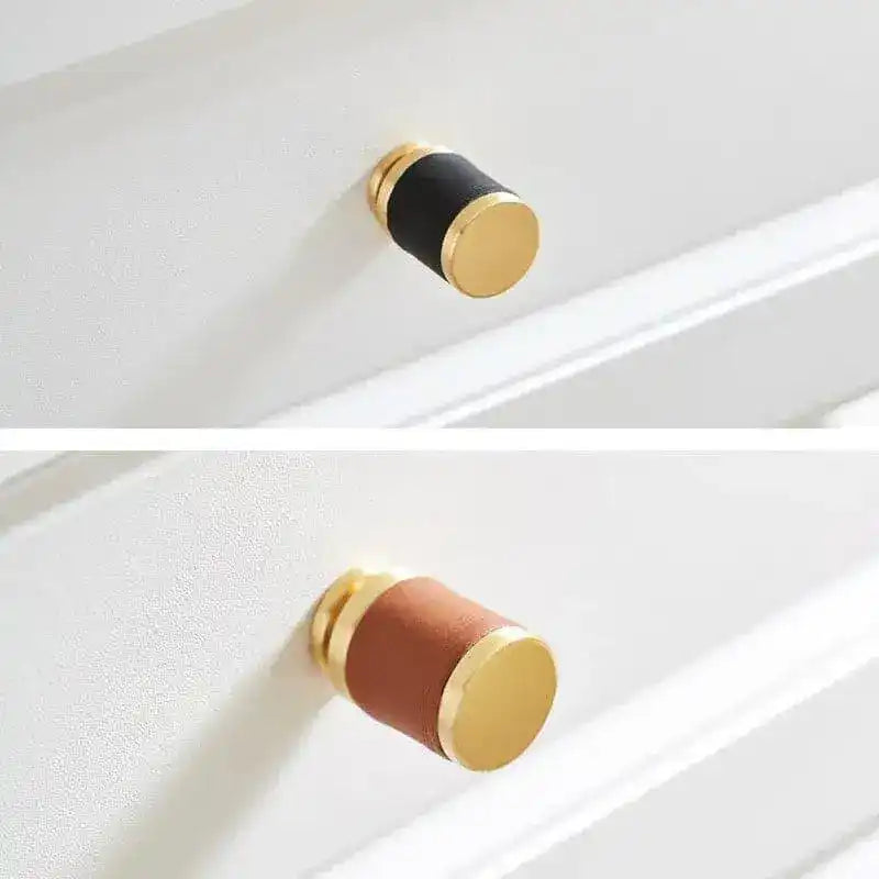 Brass Leather Cabinet Door Knob