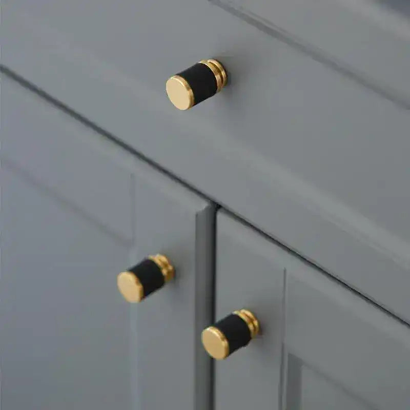 Brass Leather Cabinet Door Knob