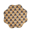 Brown Block Printed Floral Scallop Cotton Placemats