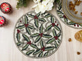 Christmas Floral Round Beaded Placemat