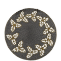 Christmas Holly Berry Round Beaded Placemat - Mercury