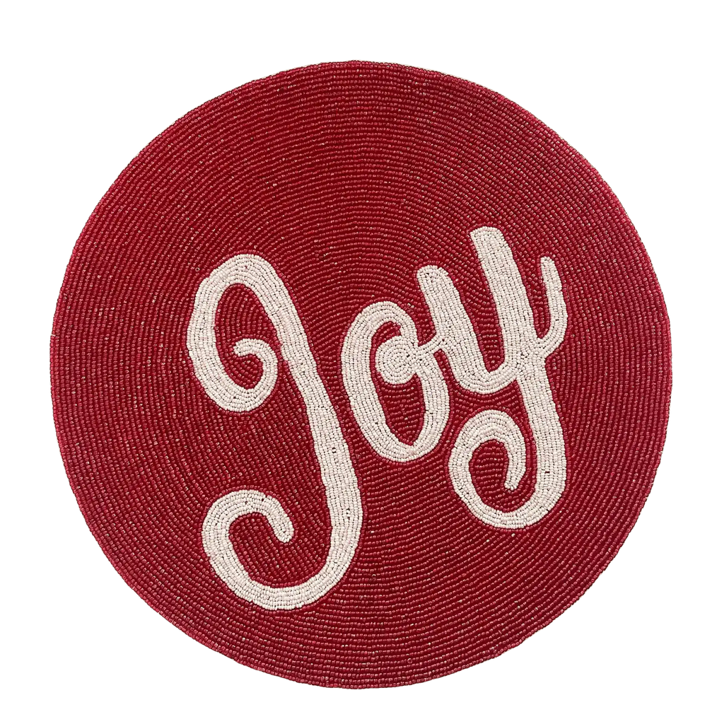Christmas 'Joy' Round Beaded Placemat - Set of 6