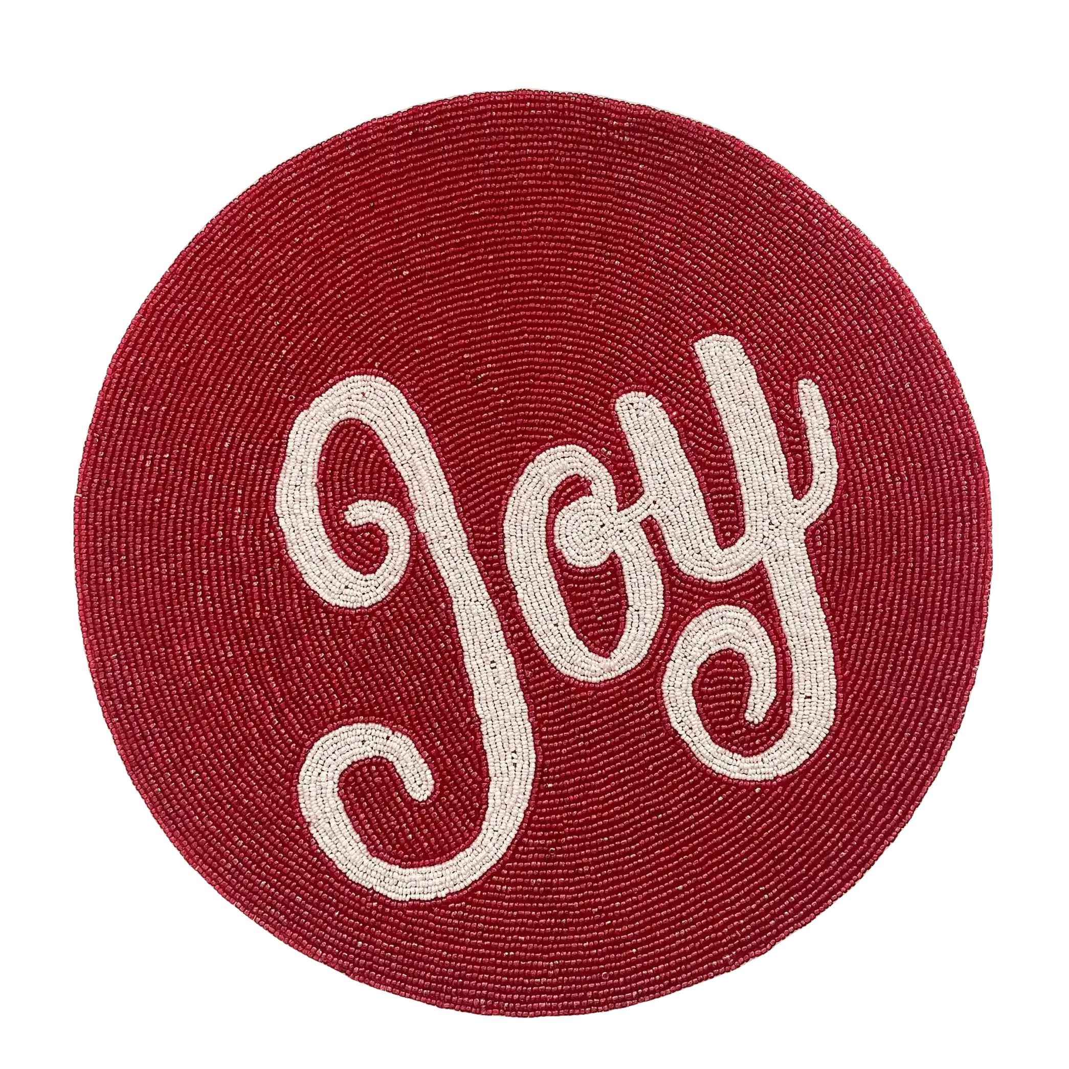 Christmas 'Joy' Round Beaded Placemat - Set of 6