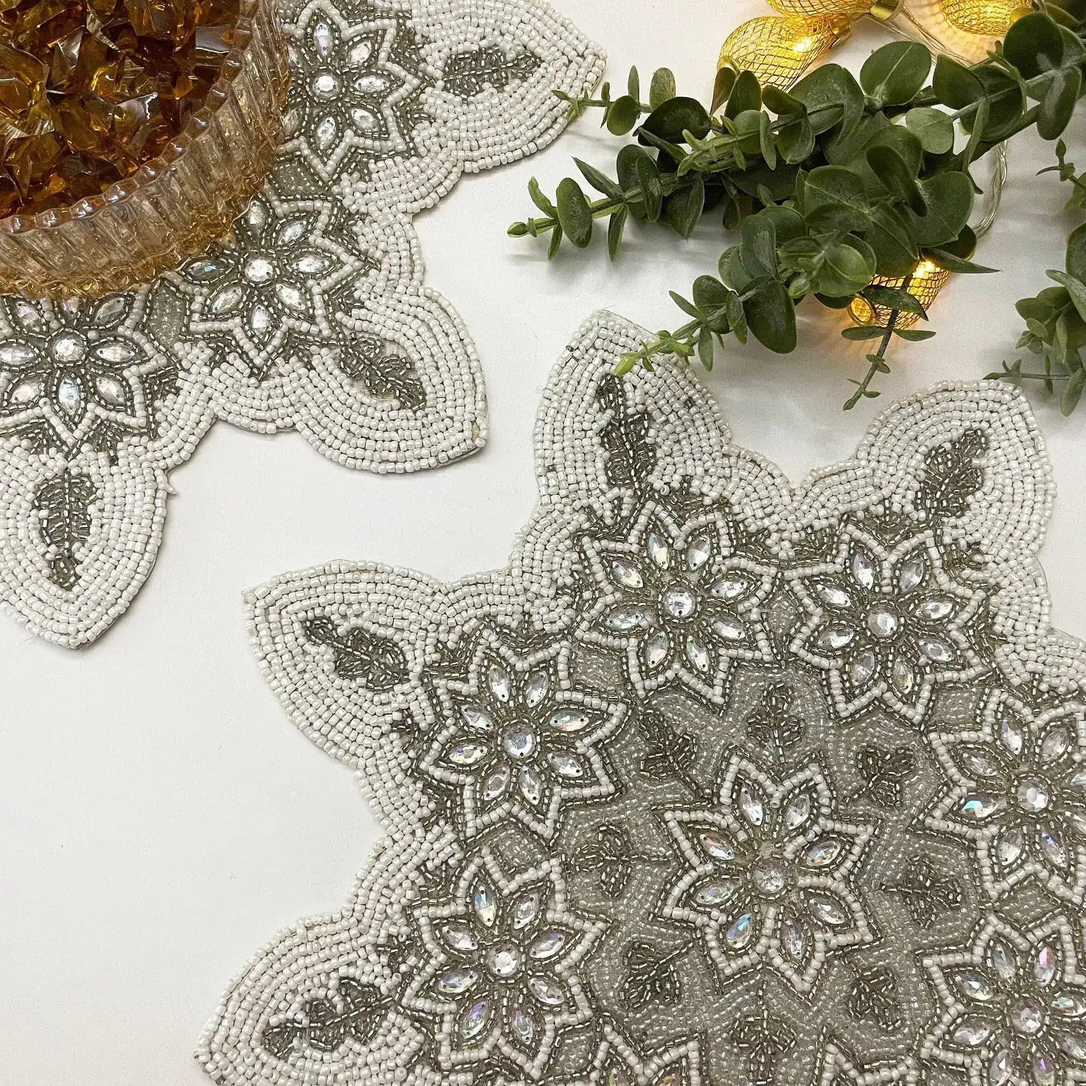 Christmas Snowflakes Beaded Placemat - Set of 4