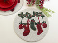 Christmas Stocking Round Beaded Placemat - Set of 6