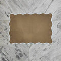 Brown White Border Scalloped Cotton Placemats - Set of 10