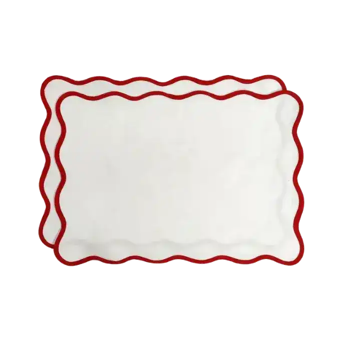 Classic Solid Scalloped Cotton Placemats