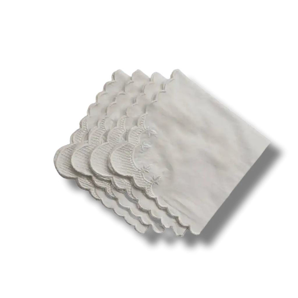 Classic White Embroidered Cotton Napkins