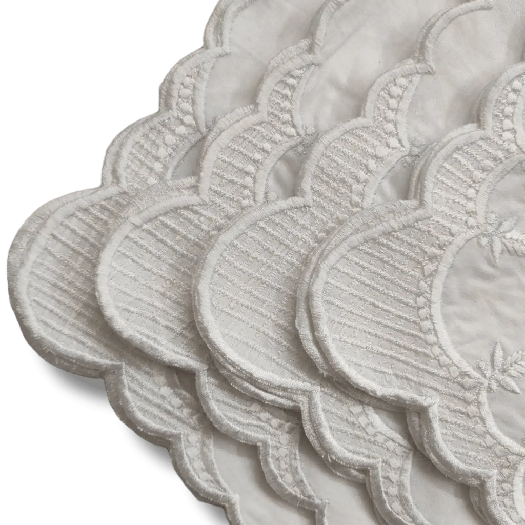 Classic White Embroidered Cotton Napkins