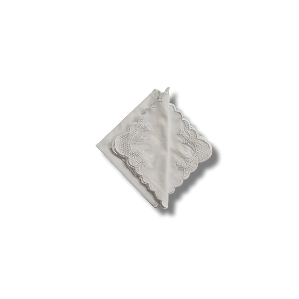 Classic White Embroidered Cotton Napkins