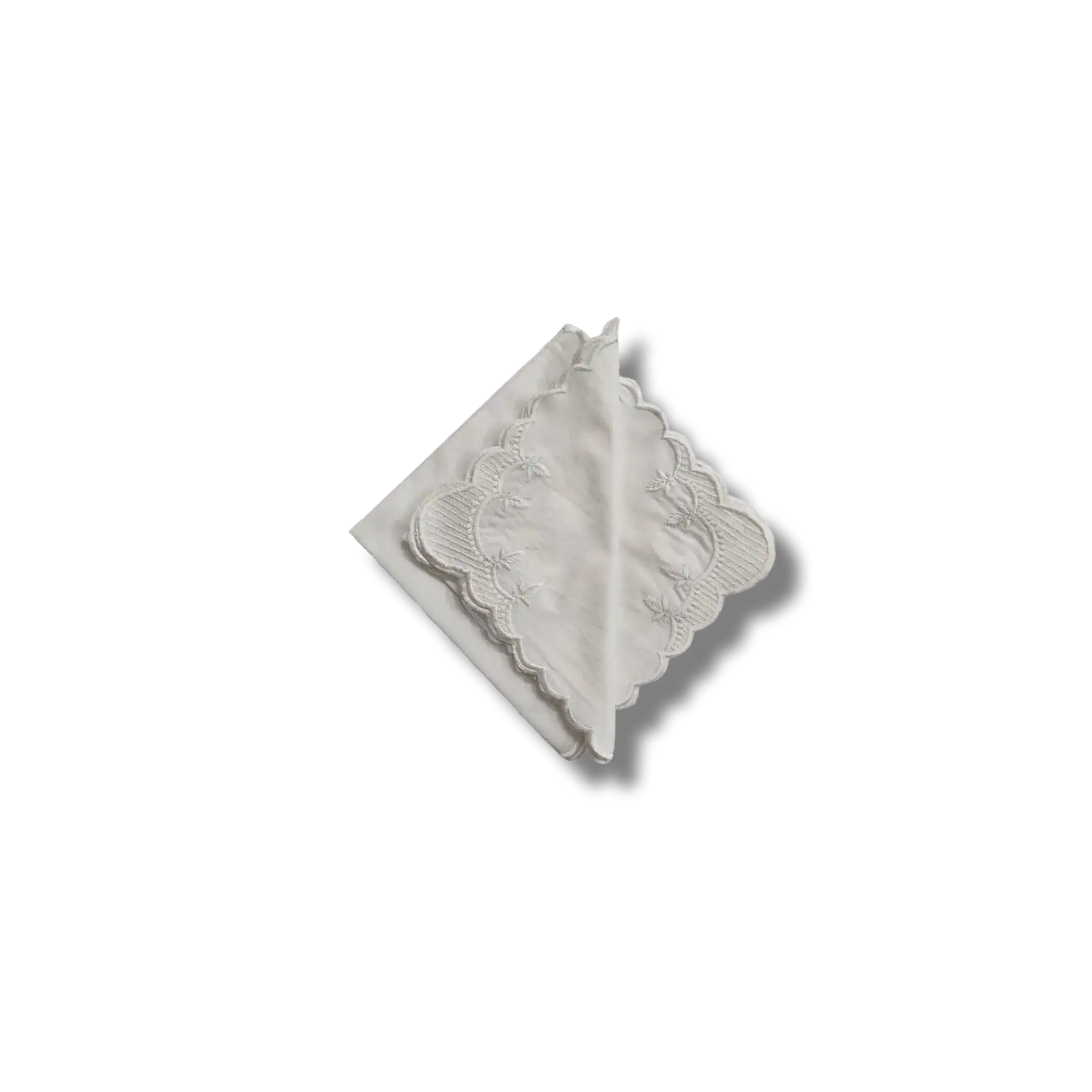 Classic White Embroidered Cotton Napkins