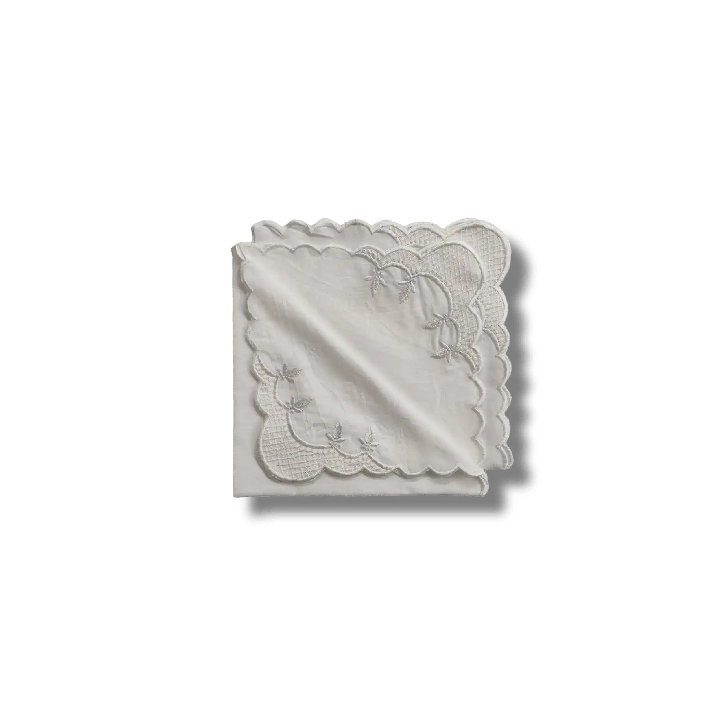 Classic White Embroidered Cotton Napkins