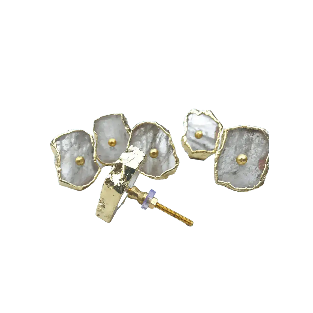 Clear Quartz Agate Cabinet Door Pull Handle - Set of 6