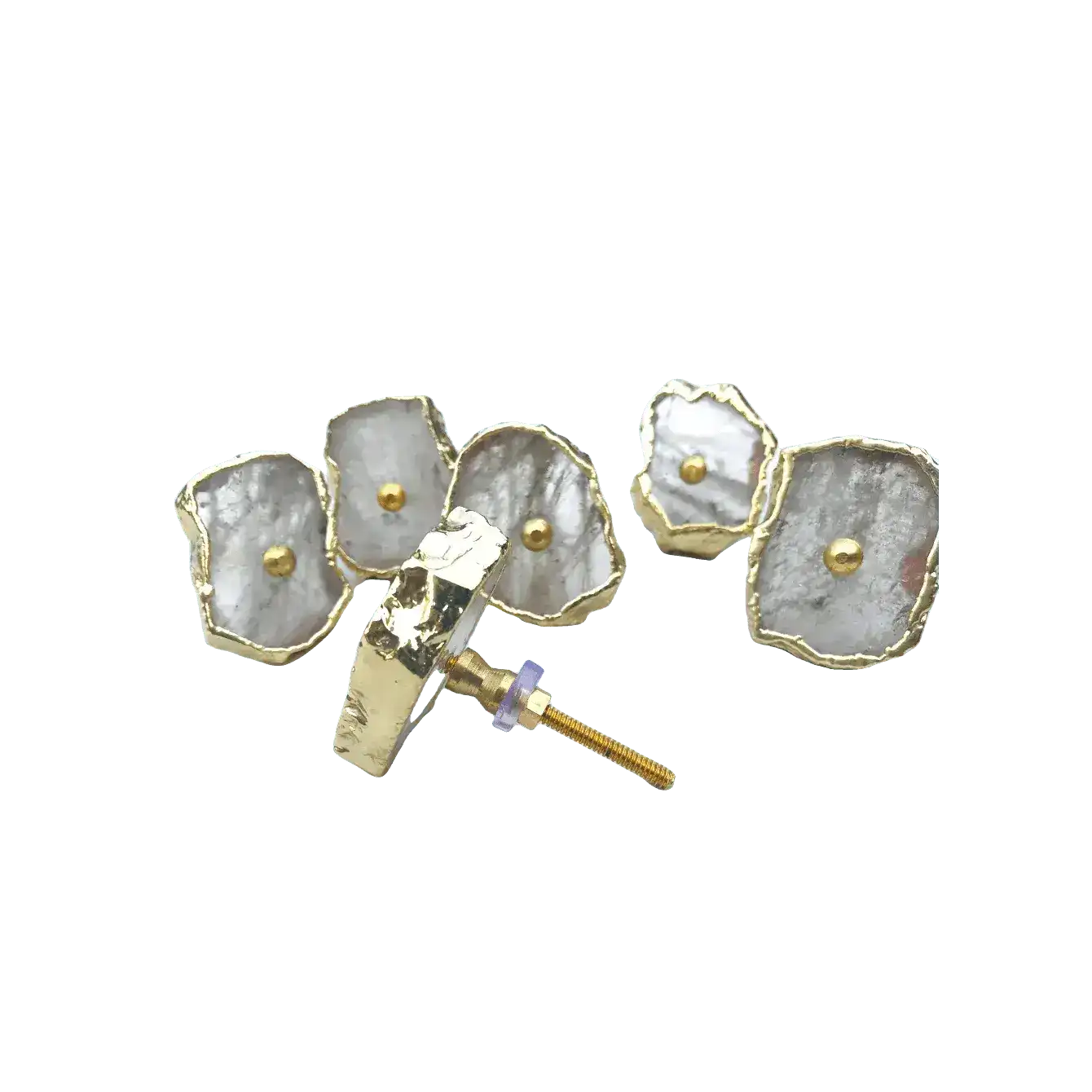 Clear Quartz Agate Cabinet Door Pull Handle - Set of 6