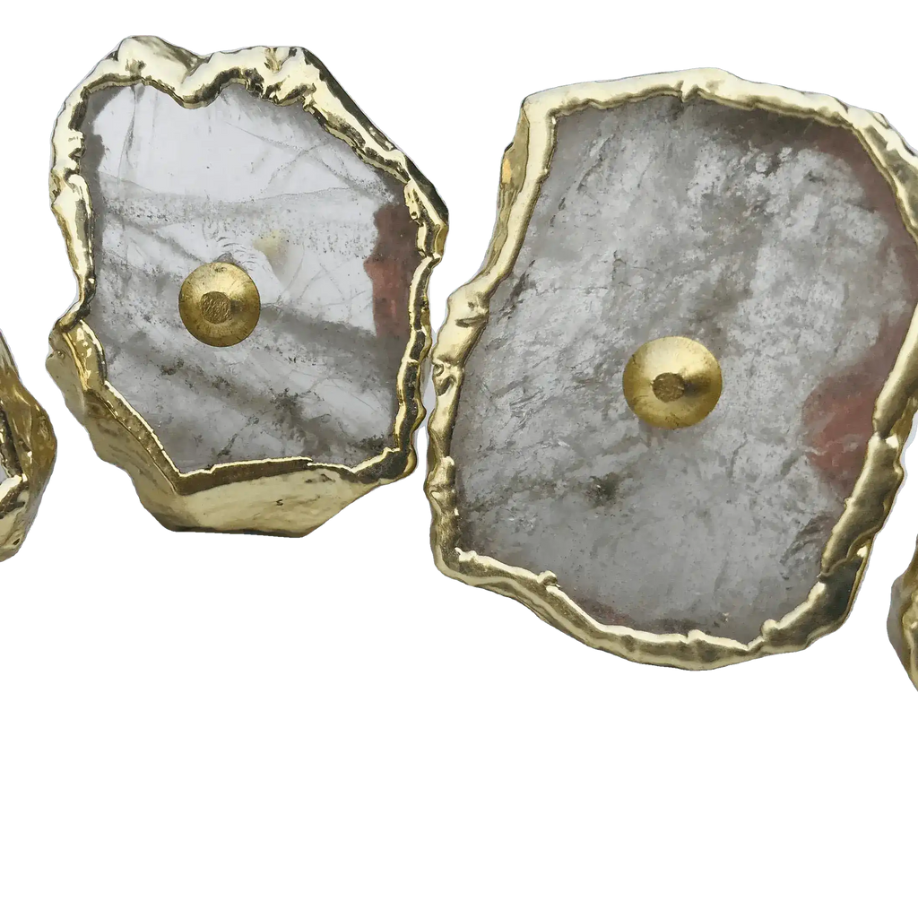 Clear Quartz Agate Cabinet Door Pull Handle - Set of 6