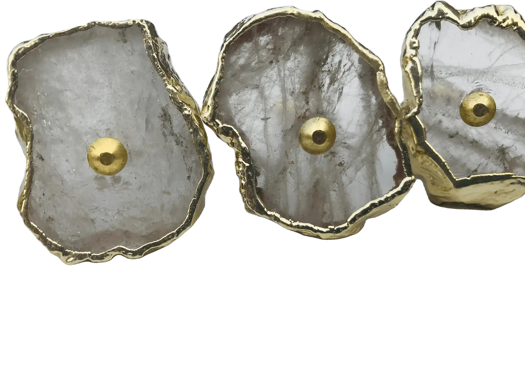Clear Quartz Agate Cabinet Door Pull Handle - Set of 6