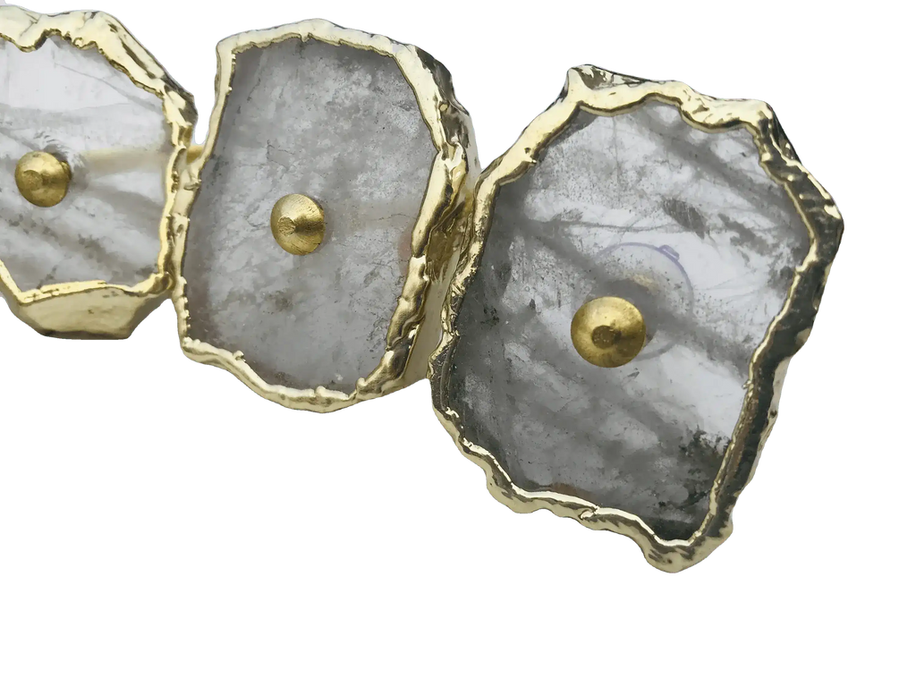 Clear Quartz Agate Cabinet Door Pull Handle - Set of 6