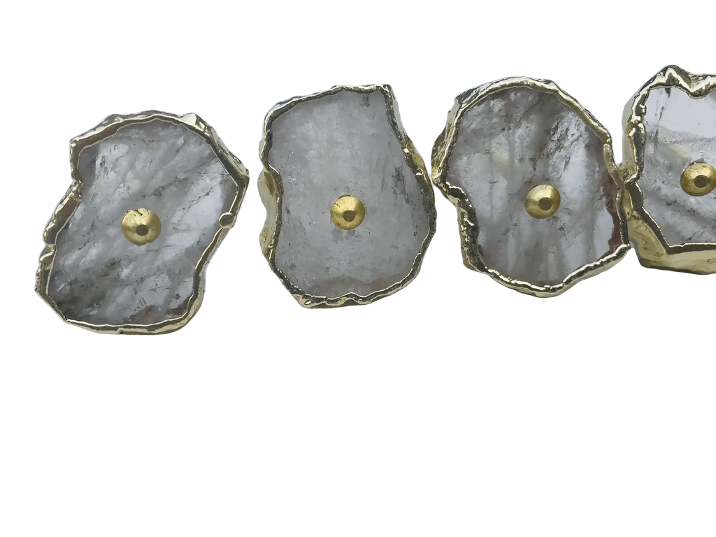 Clear Quartz Agate Cabinet Door Pull Handle - Set of 6