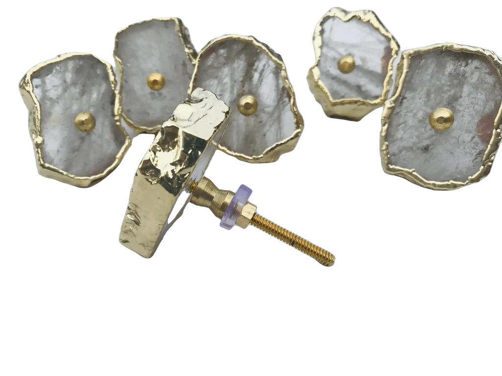 Clear Quartz Agate Cabinet Door Pull Handle - Set of 6
