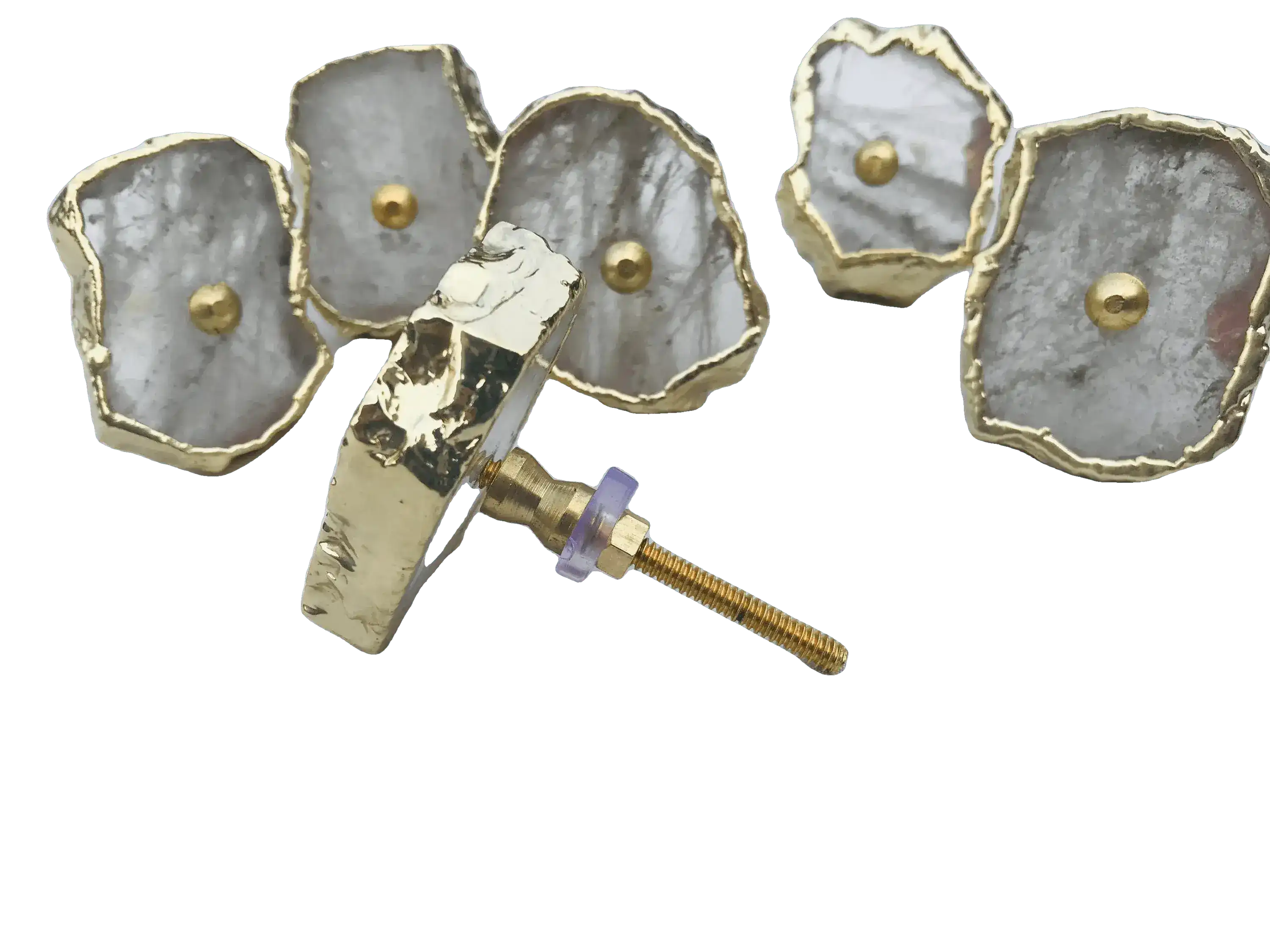 Clear Quartz Agate Cabinet Door Pull Handle - Set of 6