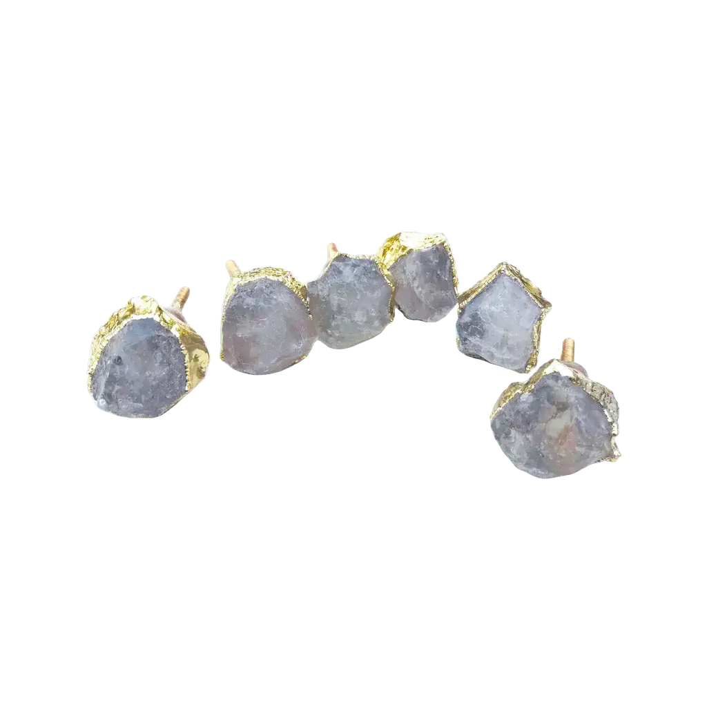 Clear Quartz Cabinet Door Pull Handle - Set of 6