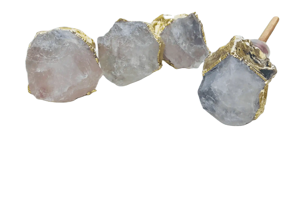 Clear Quartz Cabinet Door Pull Handle - Set of 6