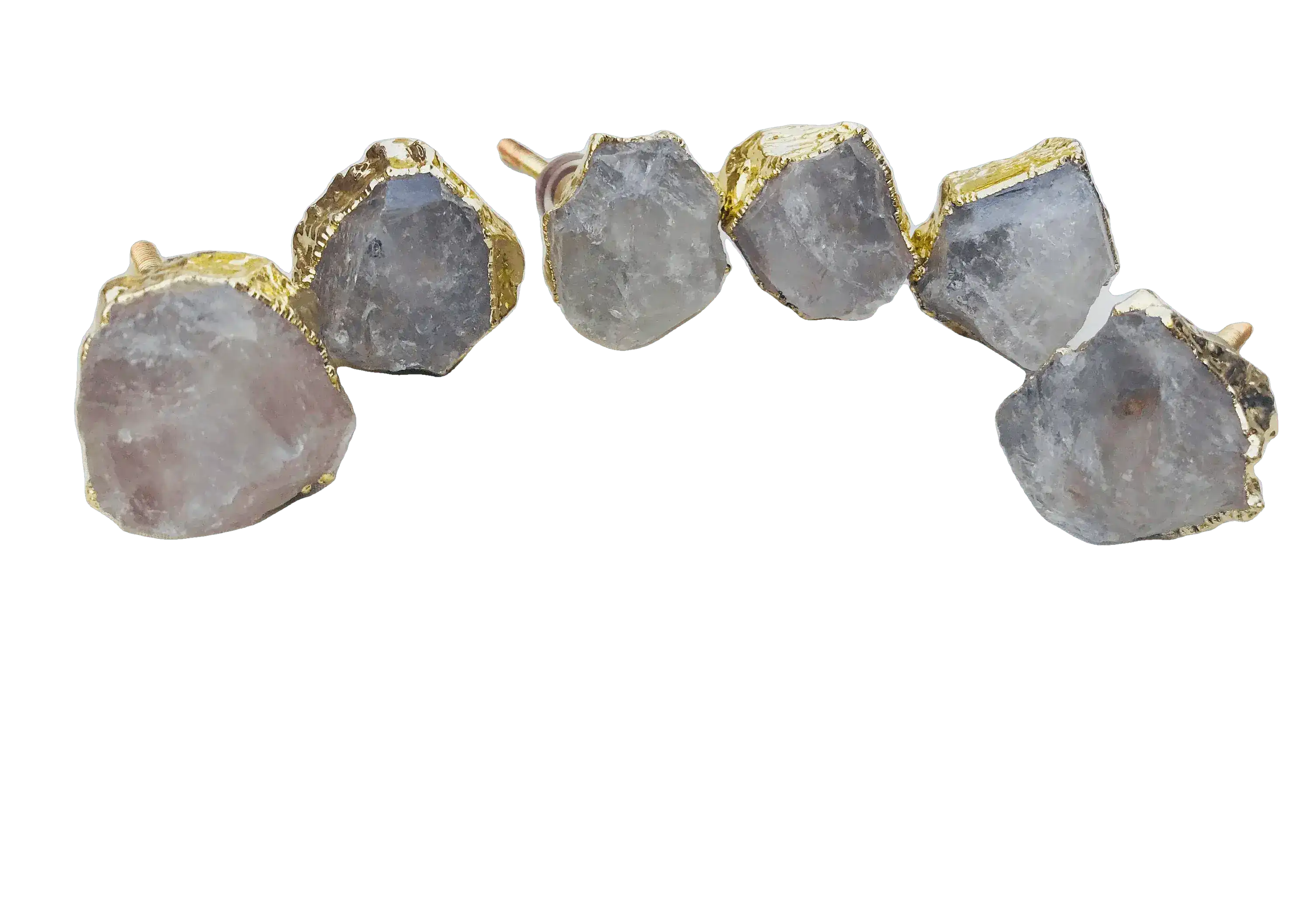Clear Quartz Cabinet Door Pull Handle - Set of 6