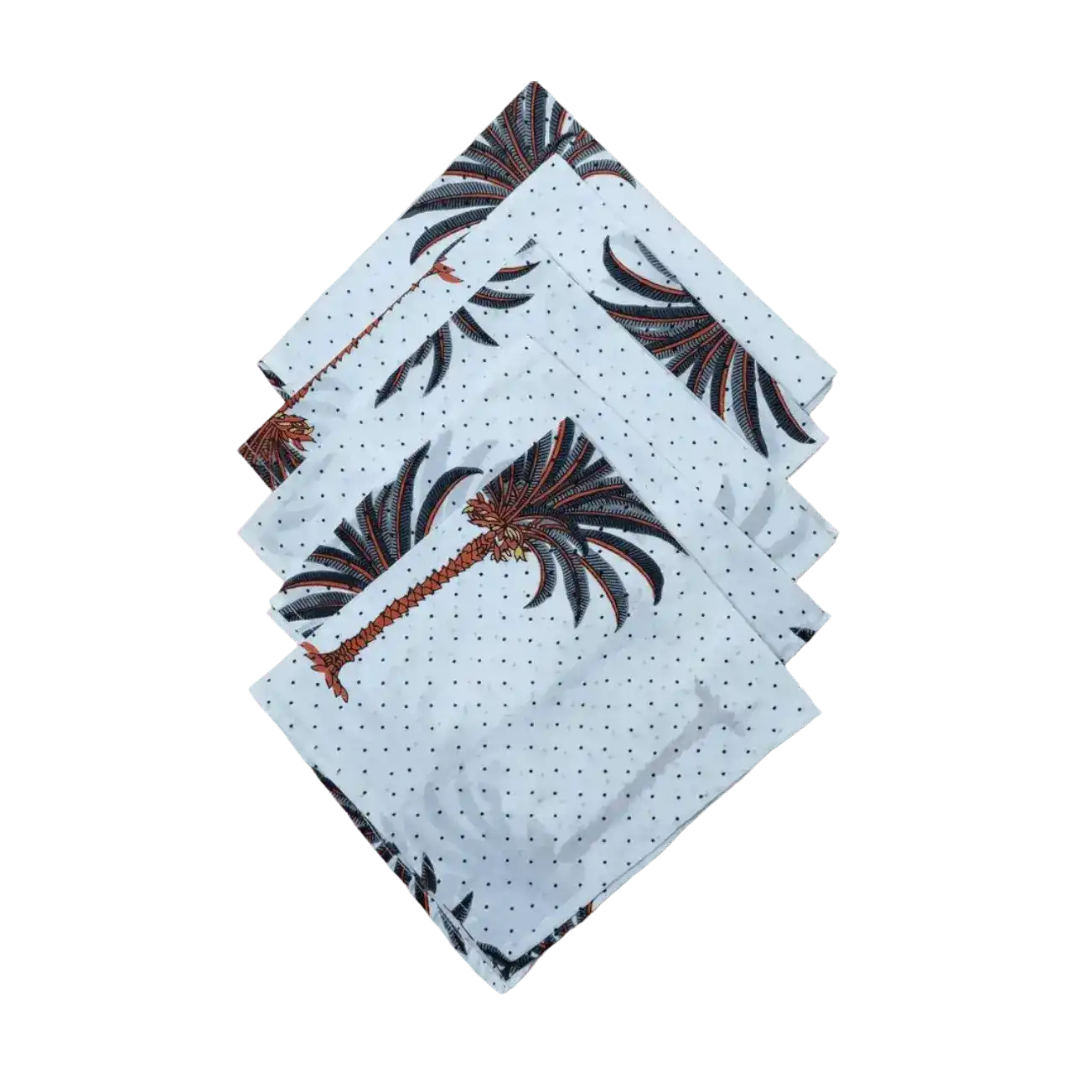 Coconut Tree Hand Block Printed Cotton Napkins