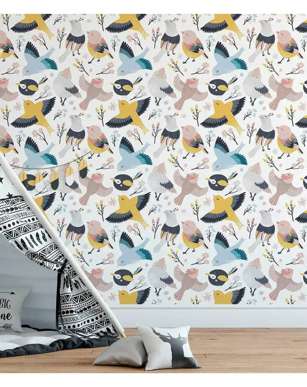 Colorful Birds Kids Print Removable Wallpaper