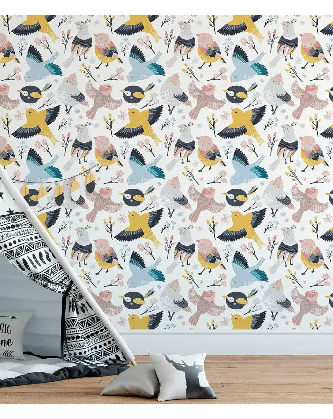 Colorful Birds Kids Print Removable Wallpaper