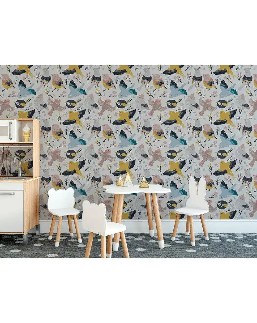 Colorful Birds Kids Print Removable Wallpaper